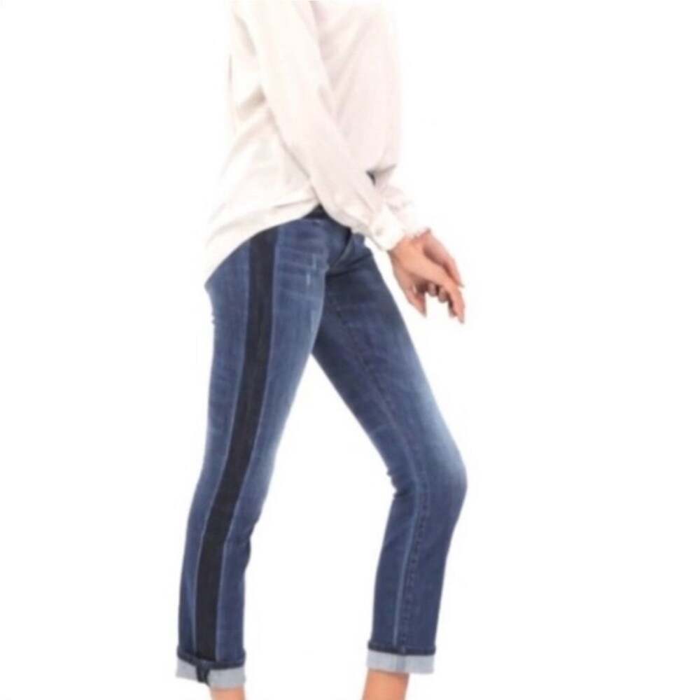 Cabi Tuxedo Distressed High Rise Straight Leg Jeans #3750 Size 4